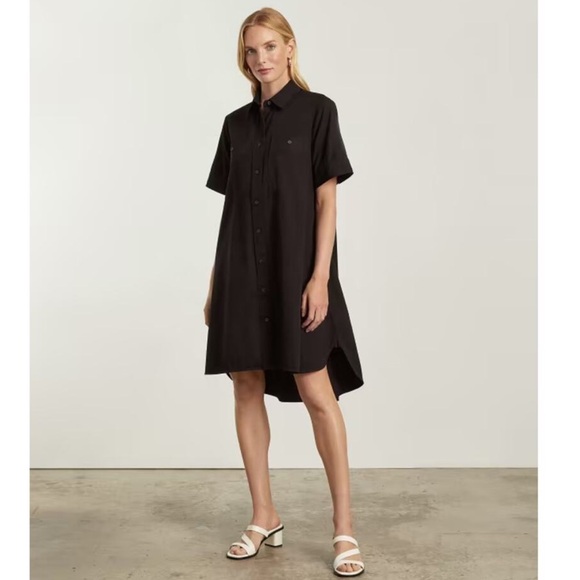 Everlane The Daytripper Shirt Dress Black Medium NWT Button Front Pockets Short - Picture 4 of 10